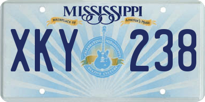 MS license plate XKY238