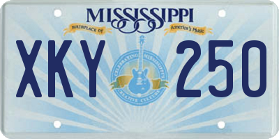 MS license plate XKY250