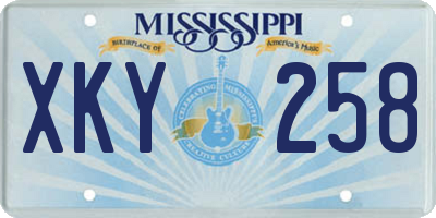 MS license plate XKY258