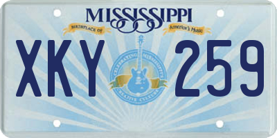 MS license plate XKY259