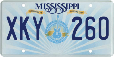 MS license plate XKY260