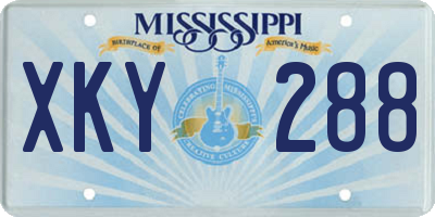 MS license plate XKY288