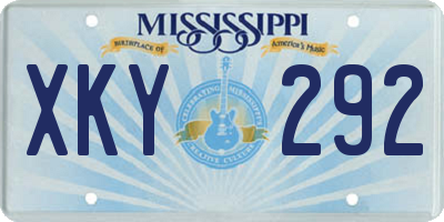 MS license plate XKY292