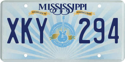 MS license plate XKY294