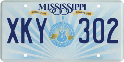 MS license plate XKY302