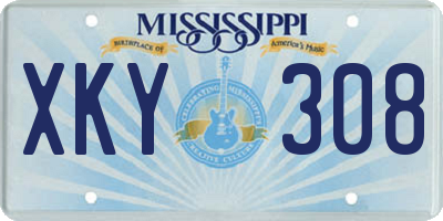 MS license plate XKY308