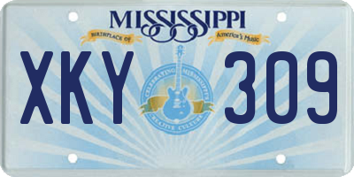 MS license plate XKY309