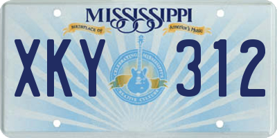 MS license plate XKY312