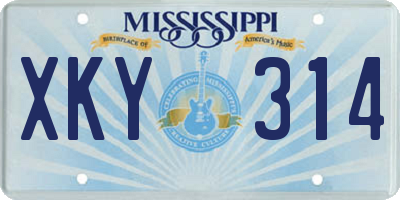 MS license plate XKY314