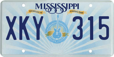 MS license plate XKY315