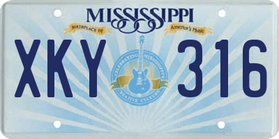 MS license plate XKY316