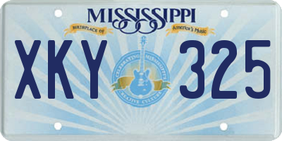 MS license plate XKY325