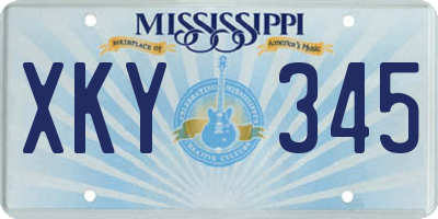 MS license plate XKY345
