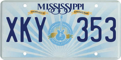 MS license plate XKY353