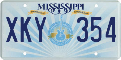 MS license plate XKY354