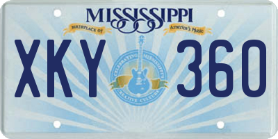 MS license plate XKY360