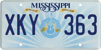 MS license plate XKY363