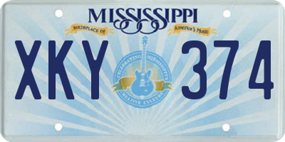 MS license plate XKY374