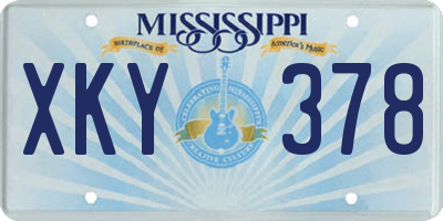 MS license plate XKY378