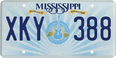 MS license plate XKY388