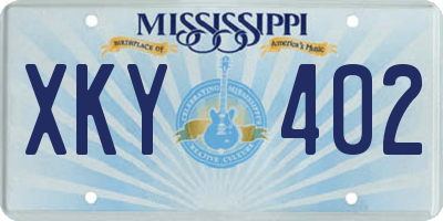 MS license plate XKY402