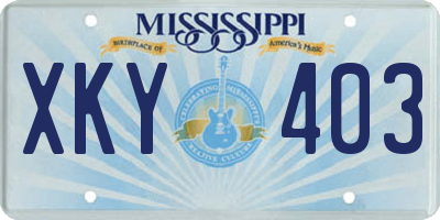MS license plate XKY403
