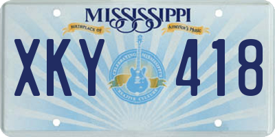 MS license plate XKY418