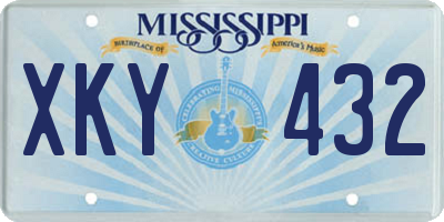 MS license plate XKY432