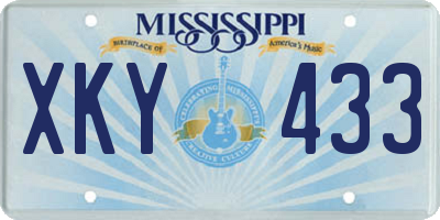 MS license plate XKY433