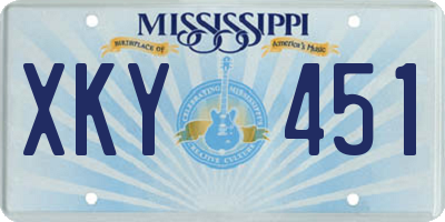MS license plate XKY451