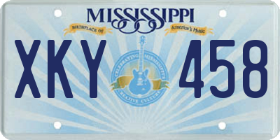 MS license plate XKY458