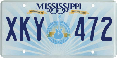 MS license plate XKY472