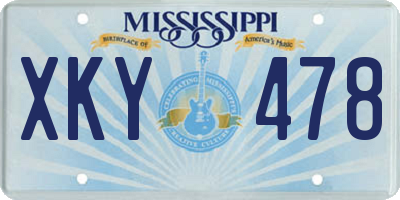 MS license plate XKY478