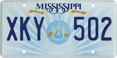 MS license plate XKY502