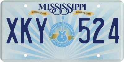 MS license plate XKY524