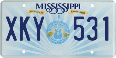 MS license plate XKY531