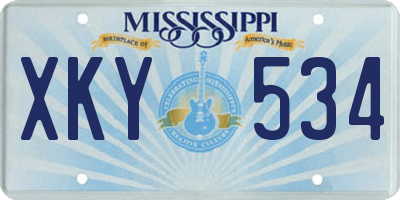 MS license plate XKY534