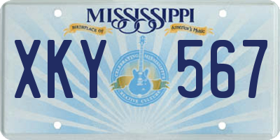 MS license plate XKY567