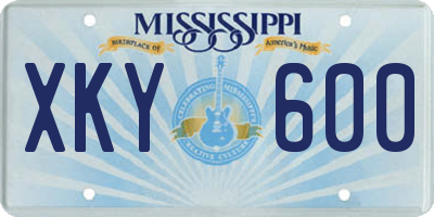MS license plate XKY600