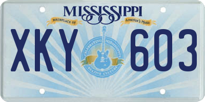 MS license plate XKY603