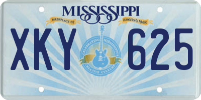 MS license plate XKY625