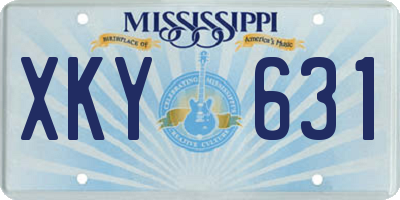 MS license plate XKY631