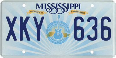 MS license plate XKY636