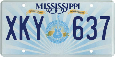 MS license plate XKY637