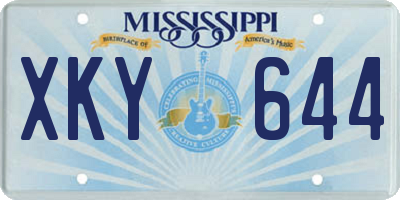 MS license plate XKY644