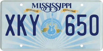 MS license plate XKY650
