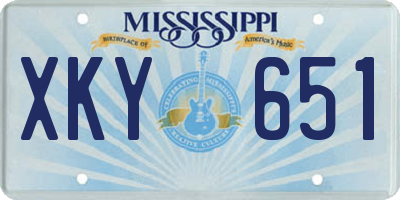 MS license plate XKY651