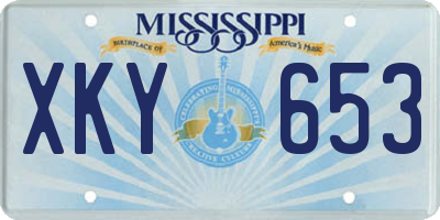 MS license plate XKY653