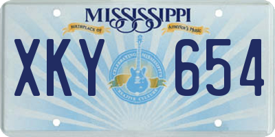 MS license plate XKY654