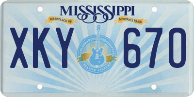 MS license plate XKY670